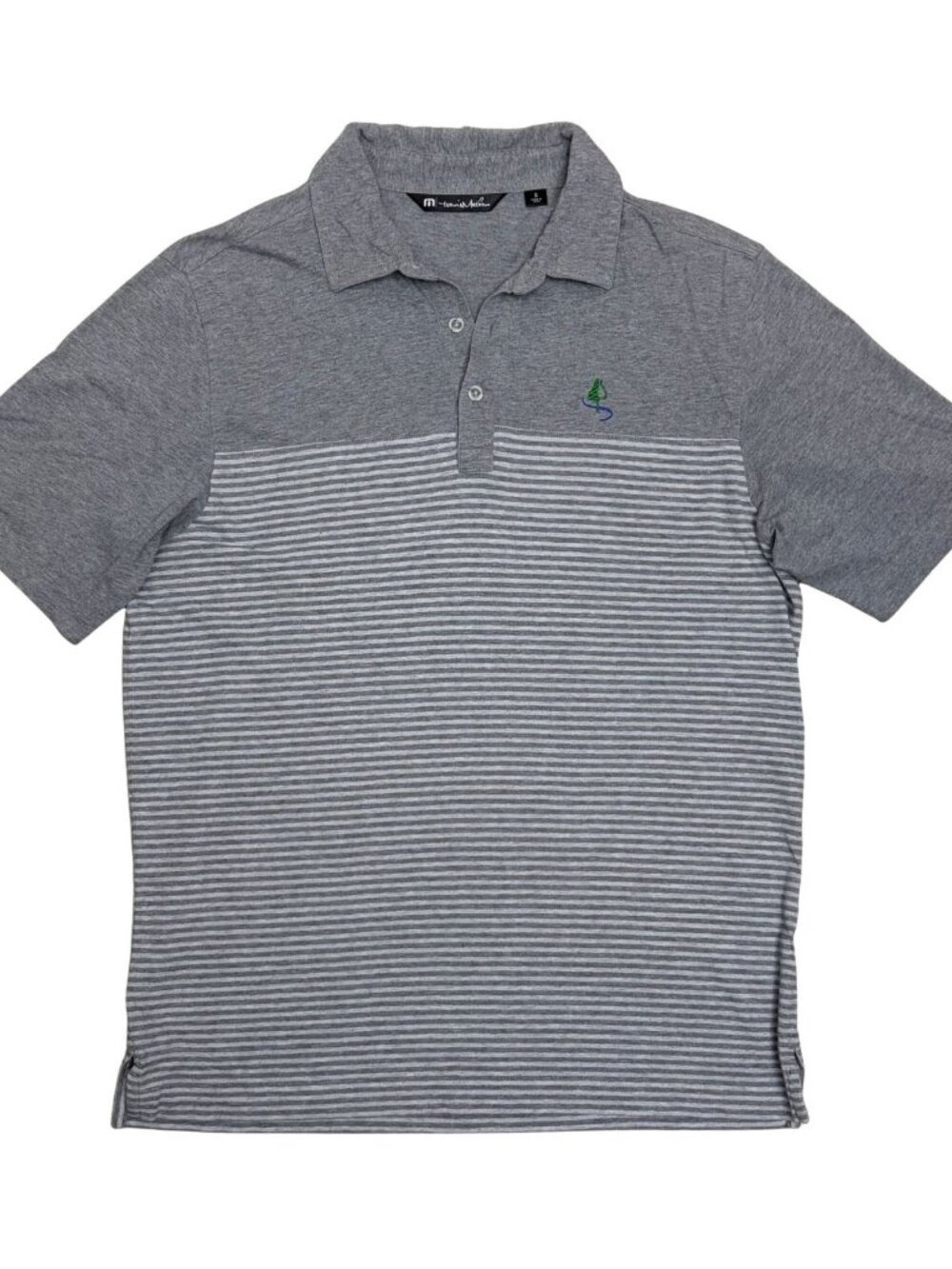 TRAVIS MATHEW GOLF Polo Shirt Gray Striped Light Summer Casual Tee Mens Small